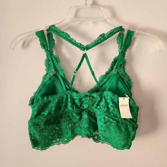 Aerie Fa La Lace Padded Bralette in Green Alpine Size Small NWT - Picture 5 of 9